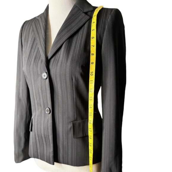 Escada Black Pinstripe Blazer Wool Silk Blend Size 34 - Picture 8 of 16